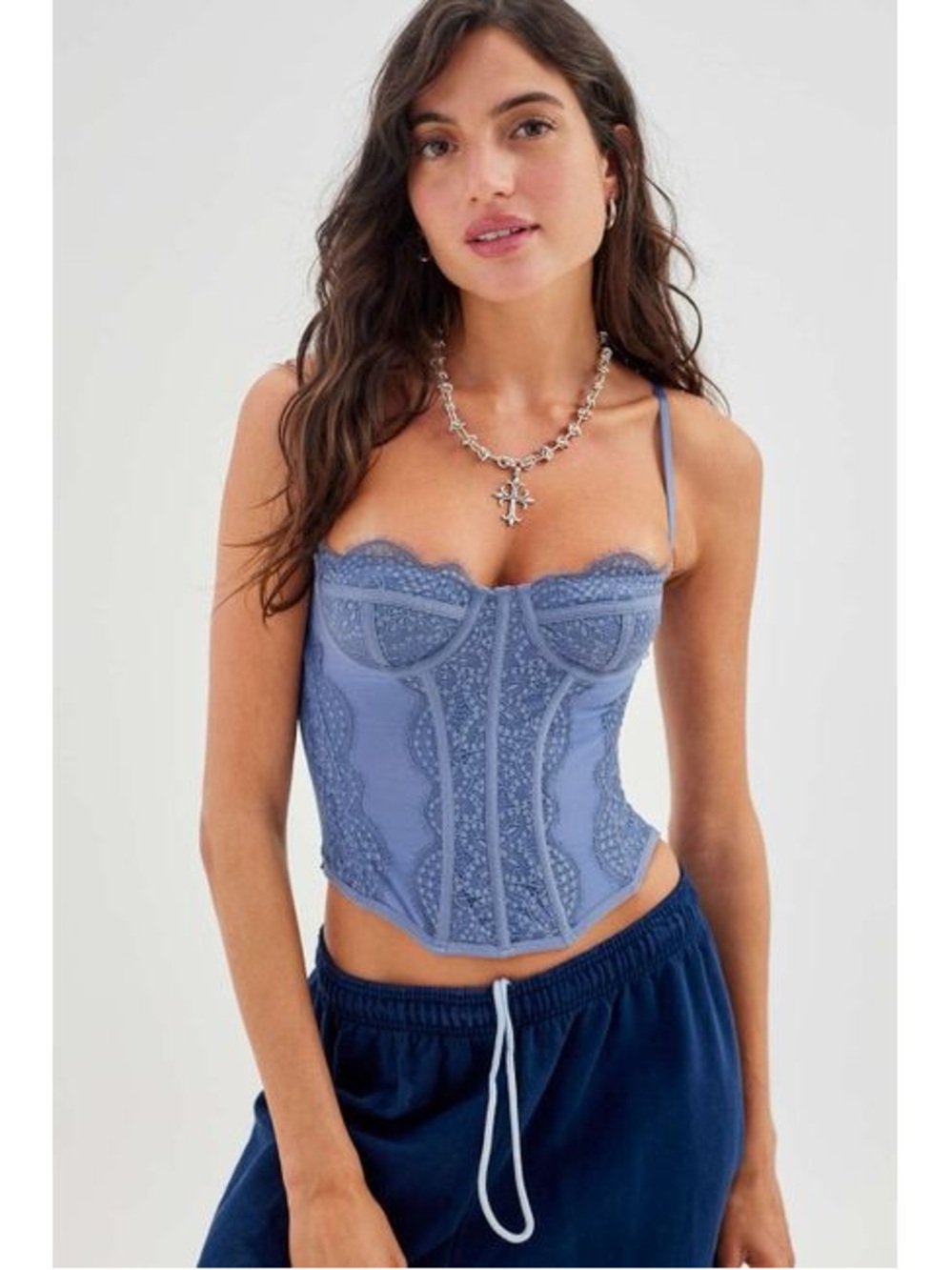 Urban Outfitters Periwinkle Lace Corset Top